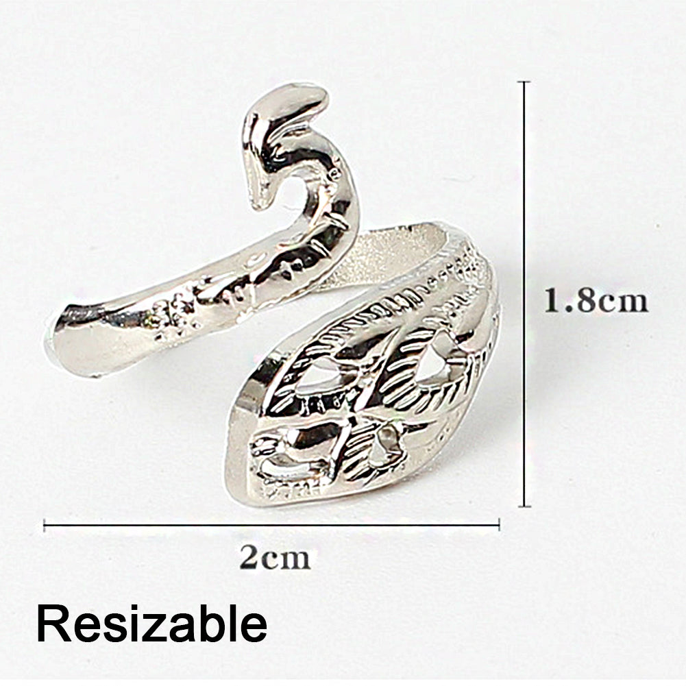 DIY  Knitting Loop Crochet Tool Sewing Peacock Fish Ring Finger, Thimble Yarn Adjustable Opened Fingering Tools