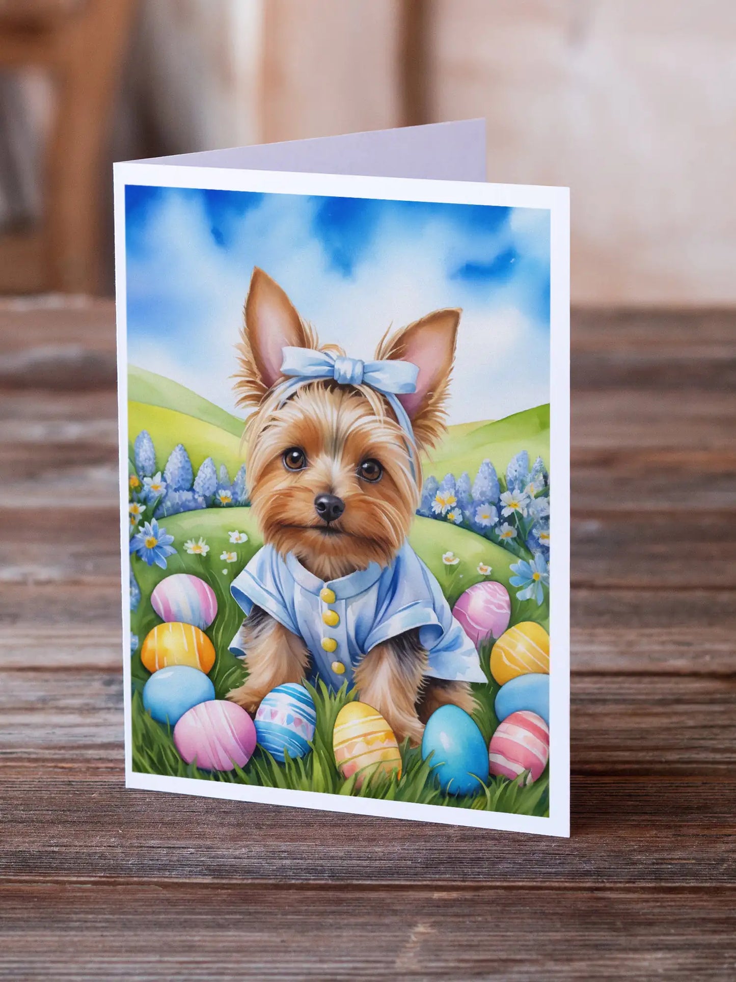Silky Terrier Easter Egg Hunt Greeting Cards Pack of 8