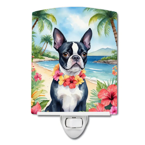 Boston Terrier Luau Ceramic Night Light