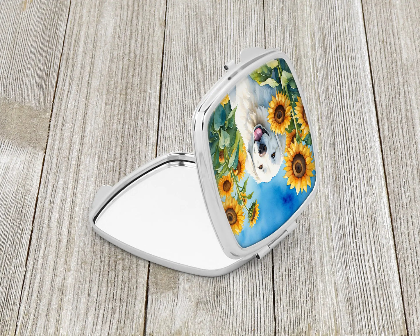 Kuvasz in Sunflowers Compact Mirror