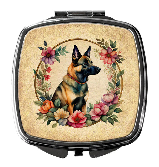 Belgian Malinois and Flowers Compact Mirror