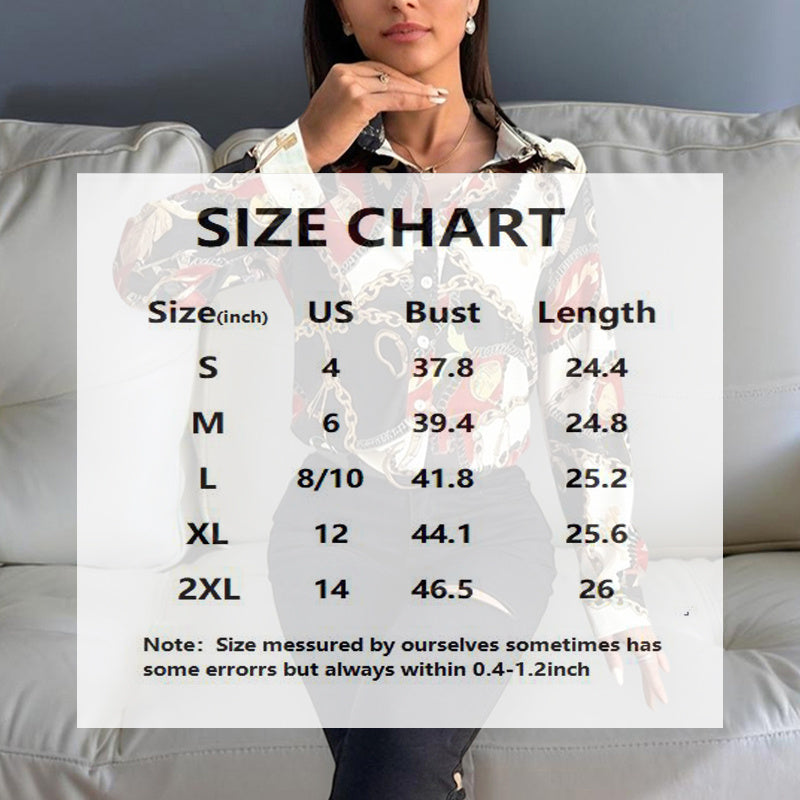 Women's Lapel Long Sleeve Shirt - Fitted Cut Intricate Print Button-Up Design Casual Wear