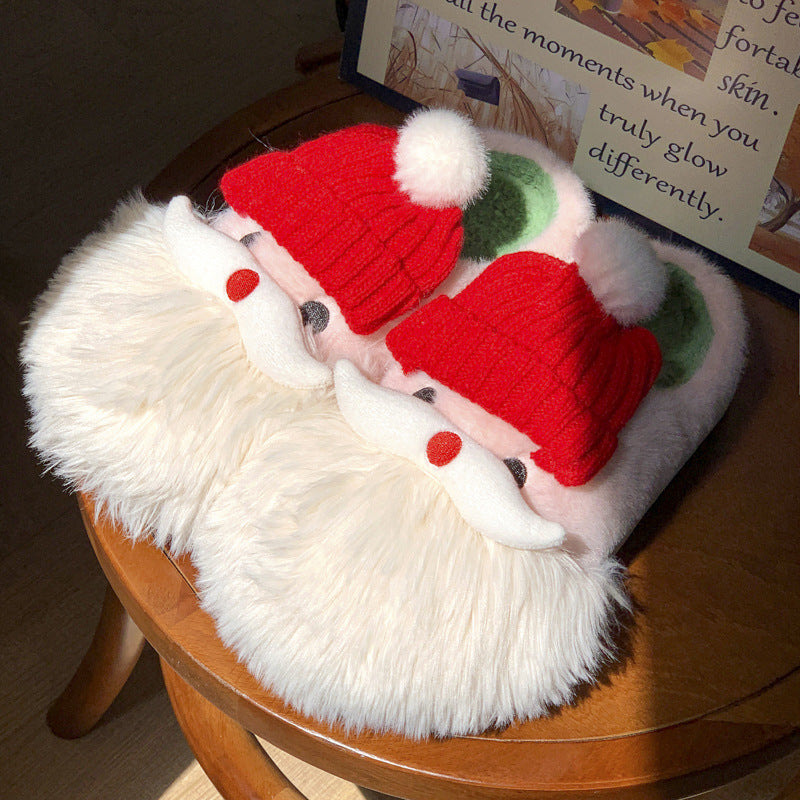 Cute Christmas Santa Claus Slipper Warm Indoor Non-slip Floor Plush Shoes