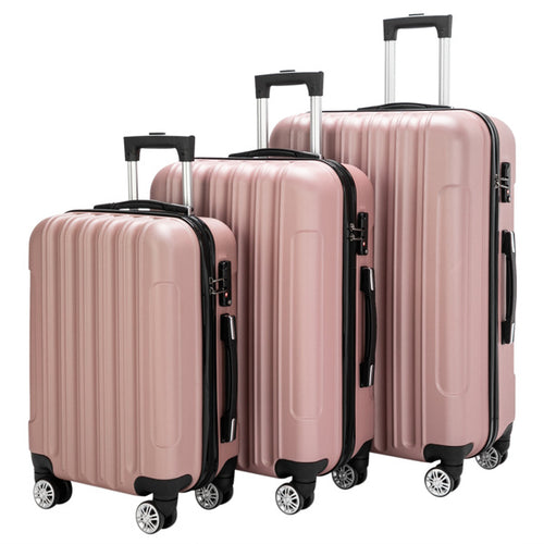 Vertical 3-in-1 Spinner Wheel With Handle Trolley Box 20in 24in 28in ABS Aluminum Alloy Fashion Color - Rose Gold
