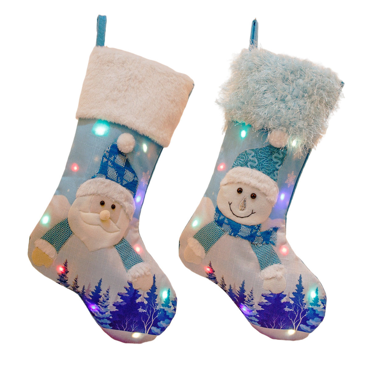 Decor For Home Glowing Large Christmas Socks Gift Candy Bag With Lights