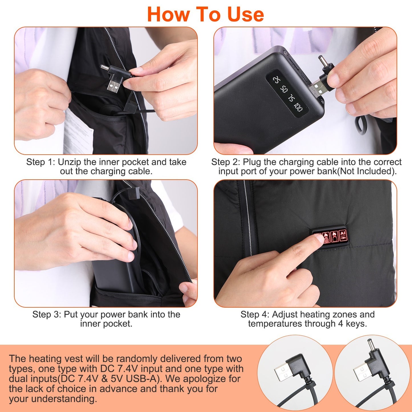 1Pc Heated Vest Men, Women Jacket With 23 Heating Zones 3 Heat Levels USB Powered Machine Washable For Winter Hiking Skiing Skating Outdoor Activities
