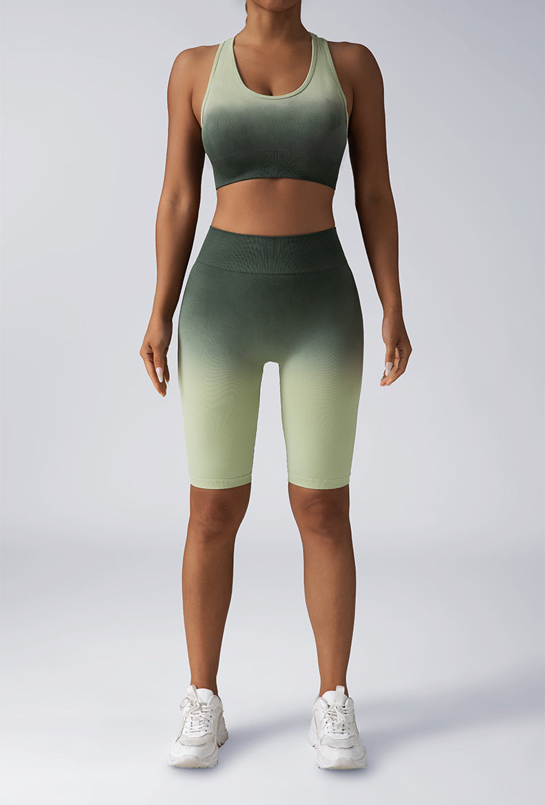 Workout 2 Piece Seamless Crop Tank Shorts Outfits For Women Seamless Sport Bra High Waist Yoga Leggings Sets