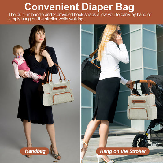 8Pcs Baby Nappy Set For Mom Dad Mummy Handbags Multifunctional  Changing With Bottle, Mesh Bag Purse Diaper Pad 2 Burp Cloths 2 Hook Straps