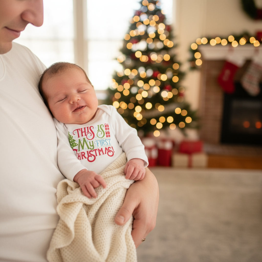 Christmas Newborn Baby White Long Sleeve Jumpsuit