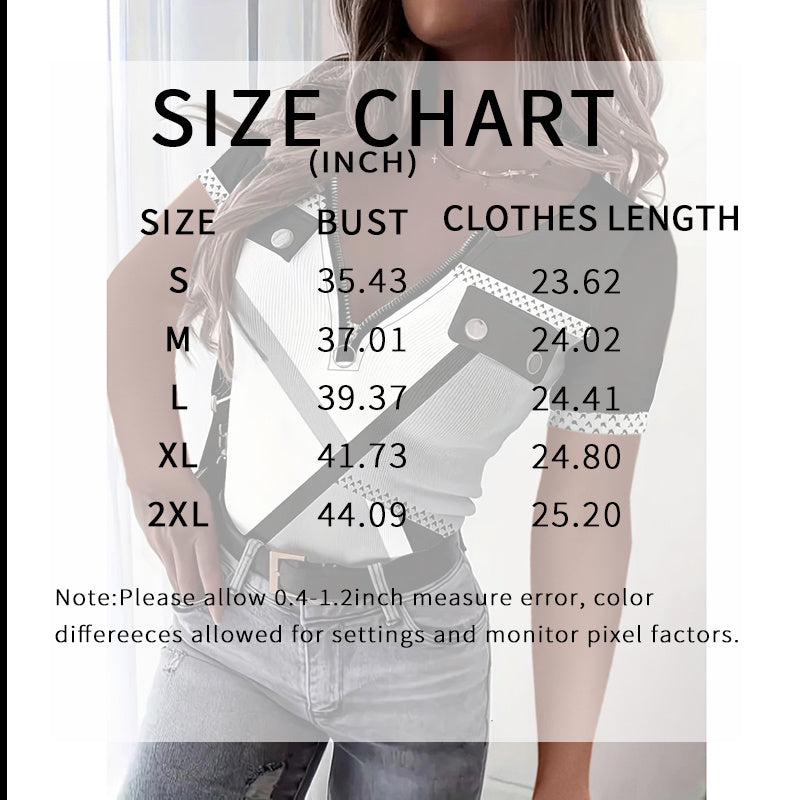 Women's Color Block Zipper T-Shirt, Casual Short Sleeve Summer Top