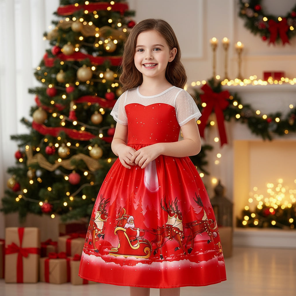 Girls print princess dress