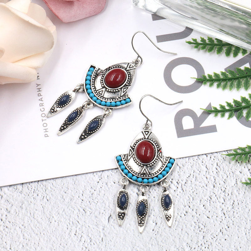 Women's Turquoise Accessories Alloy Tassel Long Earrings
