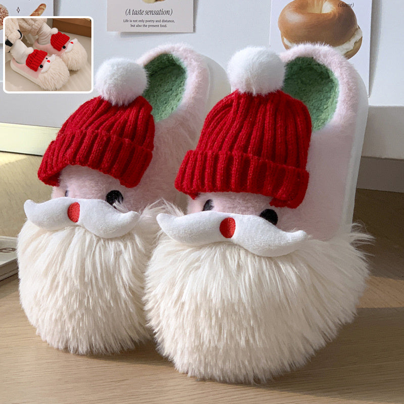 Cute Christmas Santa Claus Slipper Warm Indoor Non-slip Floor Plush Shoes