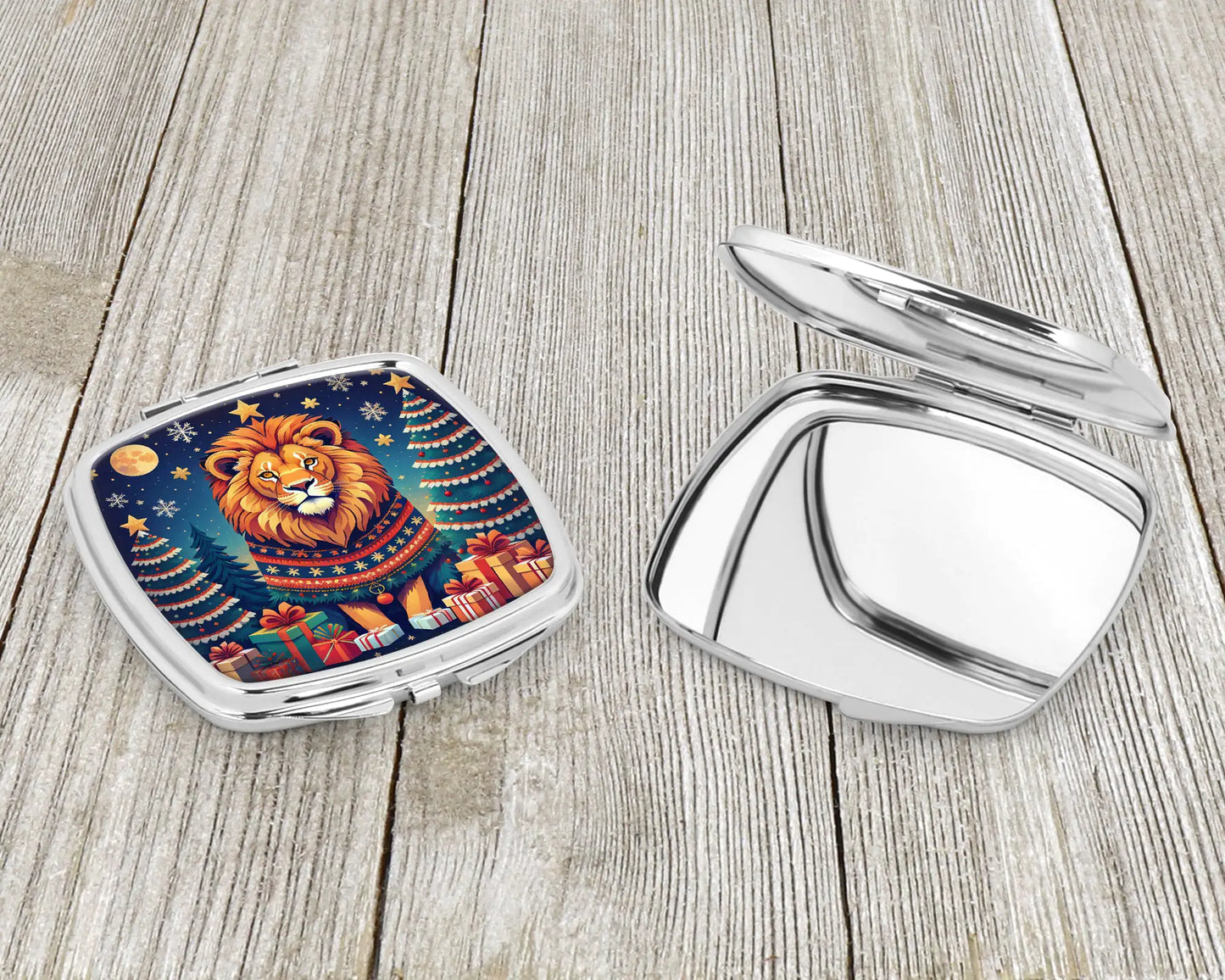 Lion Christmas Compact Mirror
