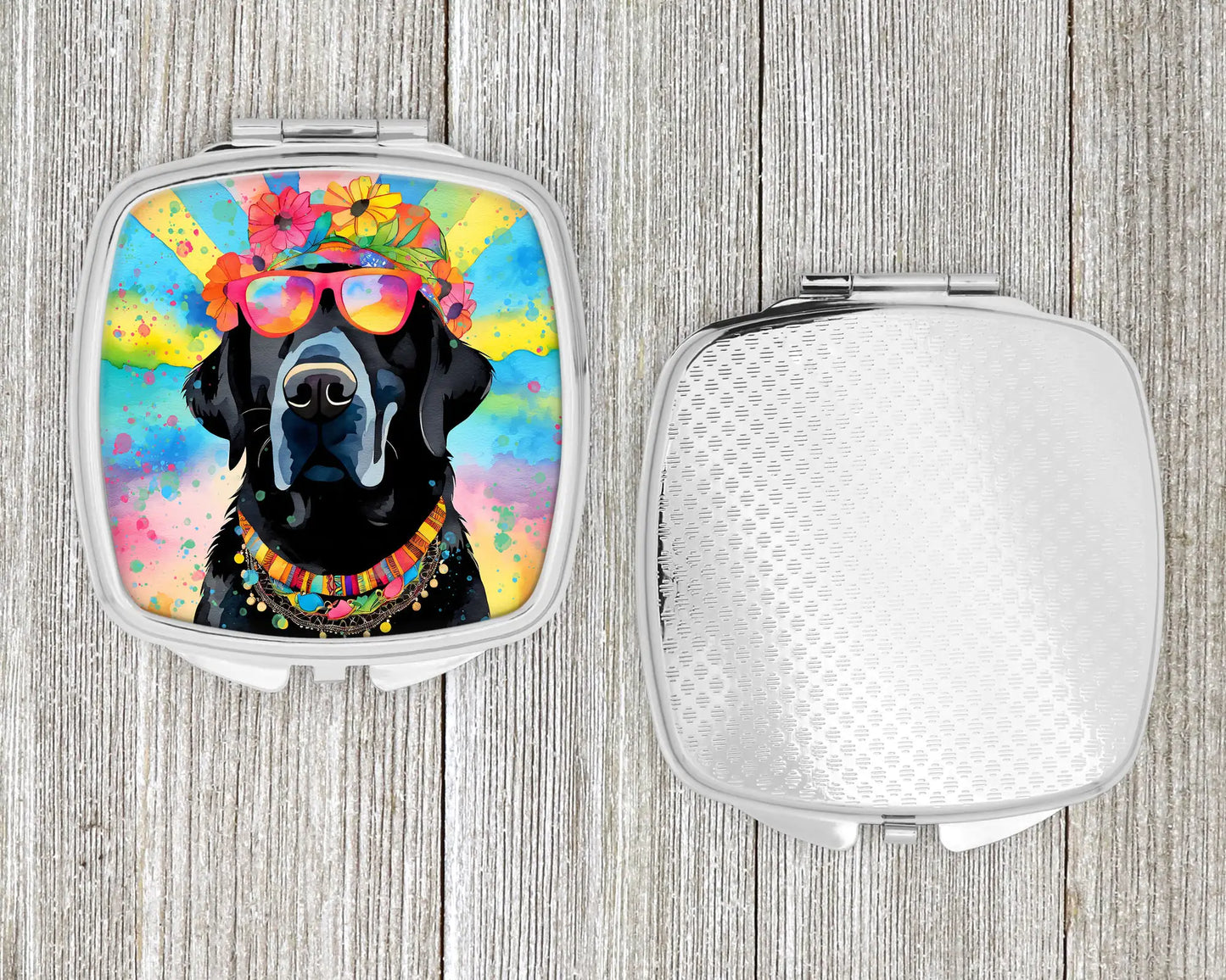 Black Labrador Hippie Dawg Compact Mirror