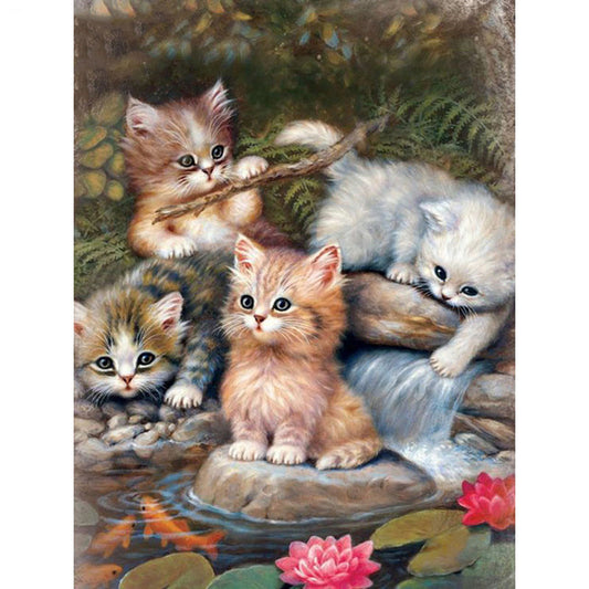 Square Full Diamond Art Cats