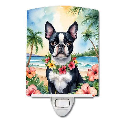 Boston Terrier Luau Ceramic Night Light