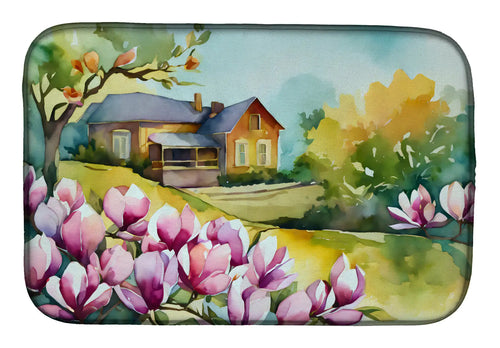 Louisiana Magnolias in Watercolor Dish Drying Mat