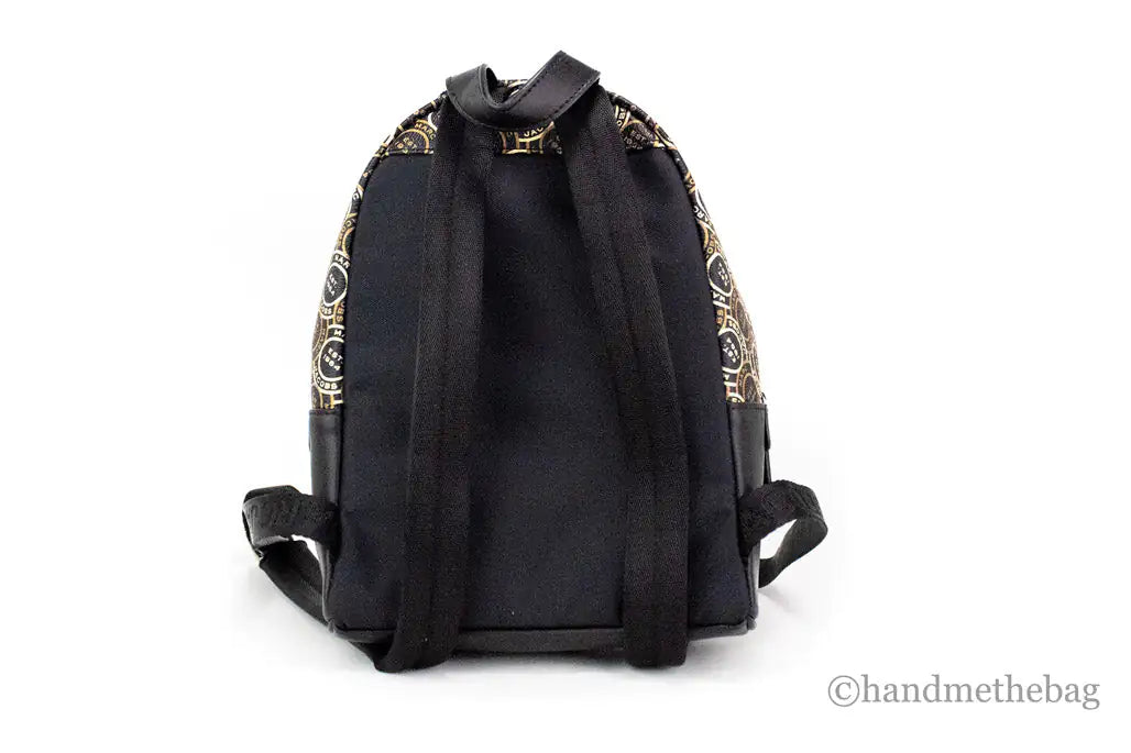 Marc Jacobs Signet Mini Black Logo Printed Leather Backpack