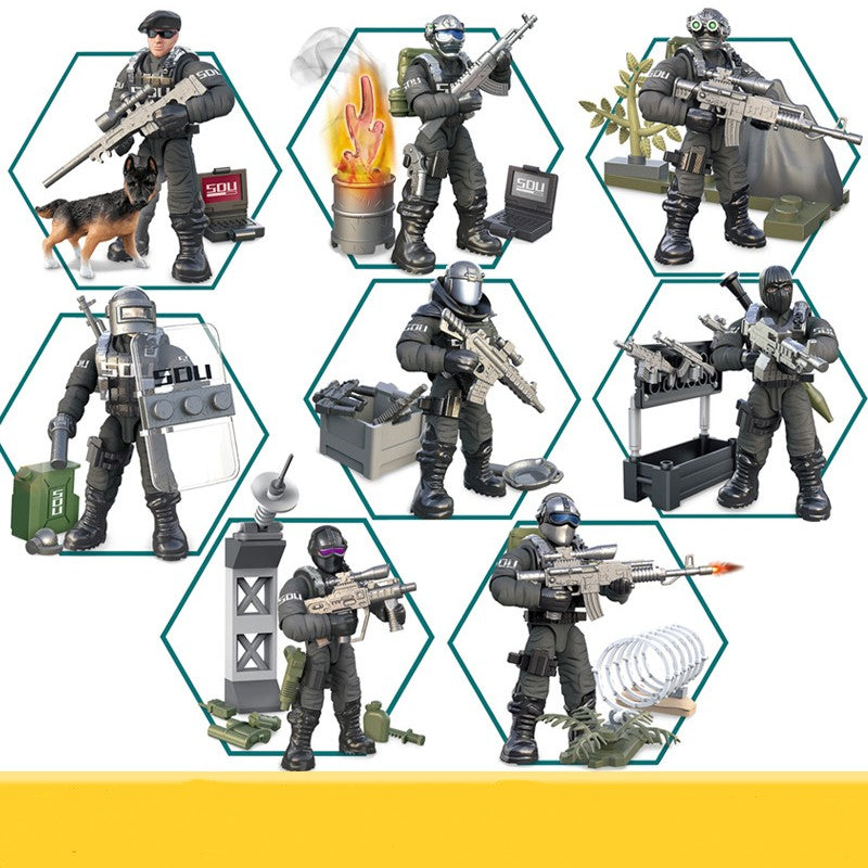 Assembling Joint Movable Soldier Puzzle Military Model Building Blocks Small Doll Toys