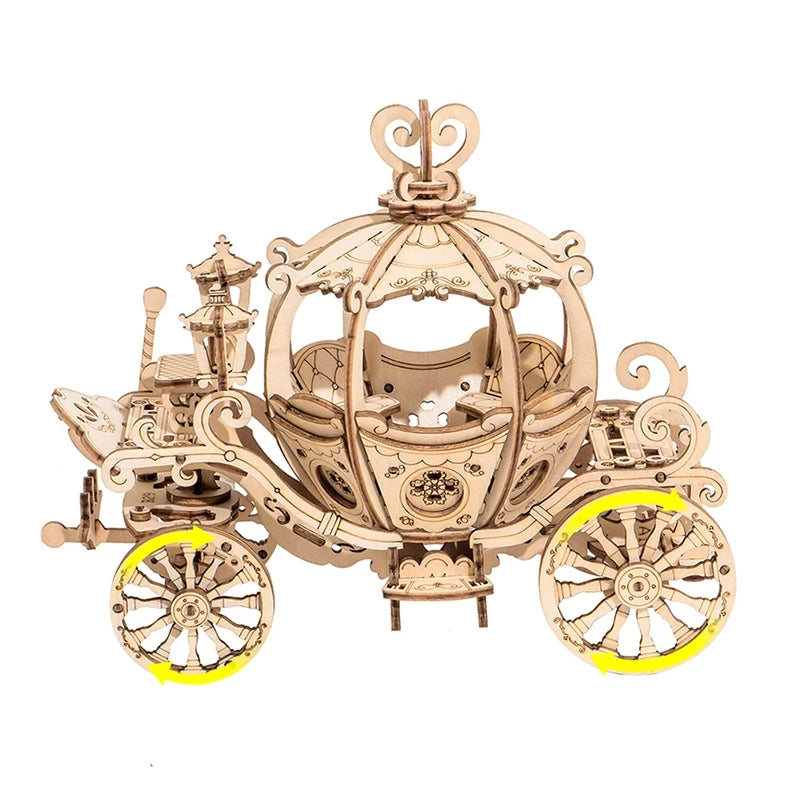 Robotime Pumpkin Cart Model 3D Wooden Puzzle Games Assembly Toys For Children Kids Girls Birthday Christmas Gift
