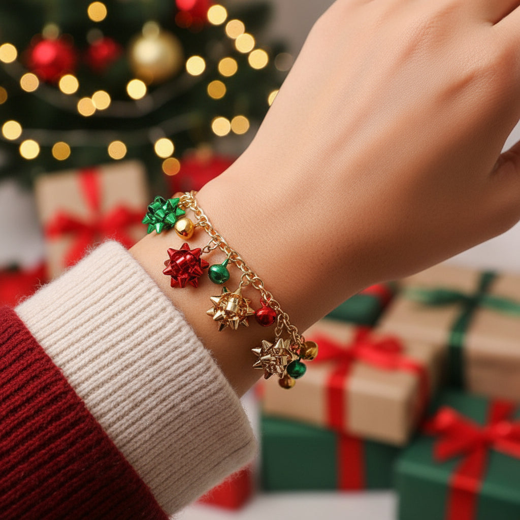 Flower Colored Bell Christmas Jewelry
