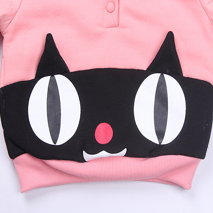 Girls' children's sweater three-piece suit velvet thickened baby's clothes