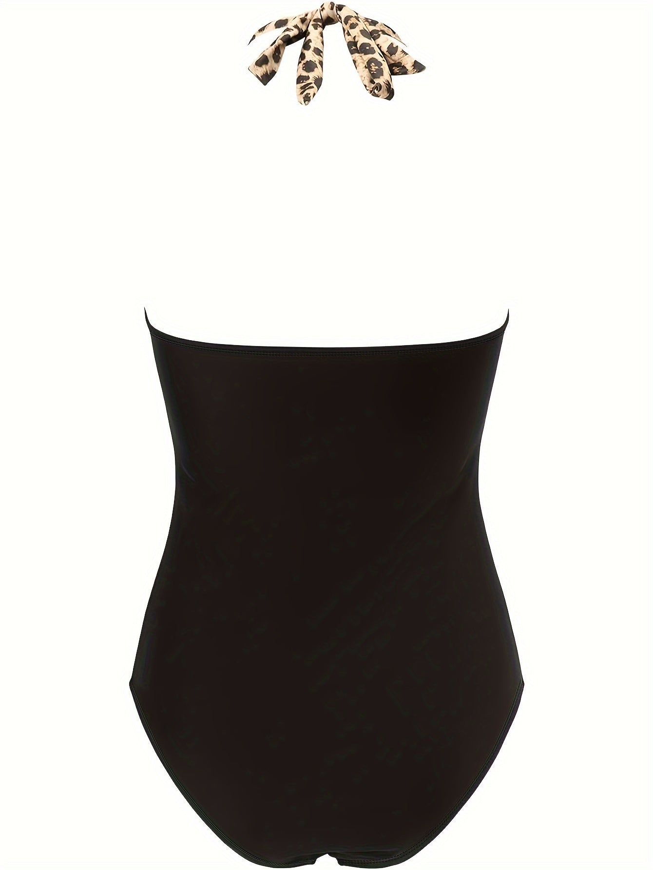 Women's Leopard Print One-piece Swimsuit, Crossed In The Chest