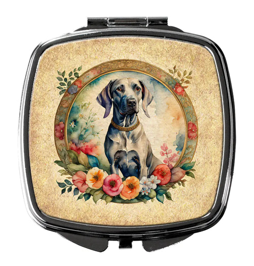 Weimaraner and Flowers Compact Mirror