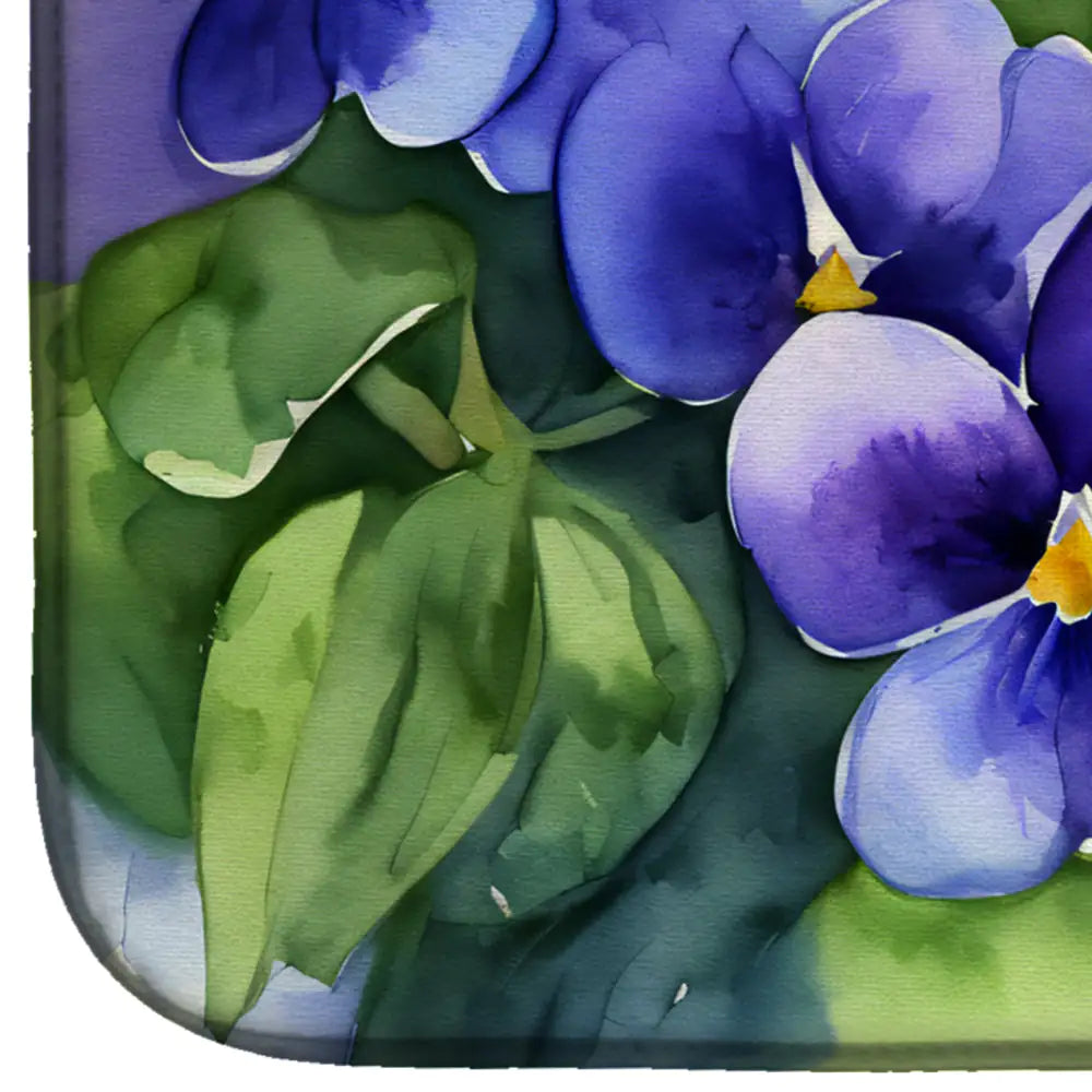 Rhode Island Violets in Watercolor Dish Drying Mat