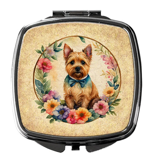 Norwich Terrier and Flowers Compact Mirror