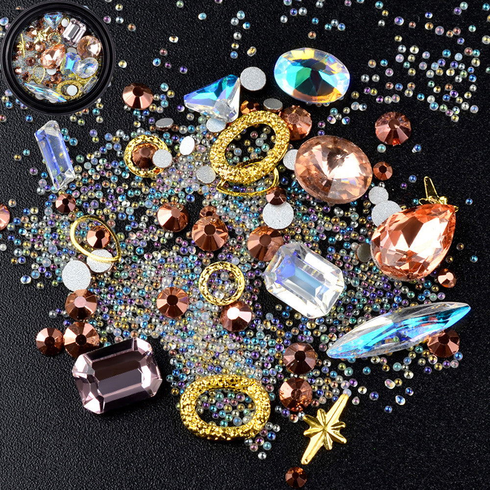 6 Boxes 3D DIY Gemstone Mix Nails Art Rhinestones Decoration Glitter For Crafts Beads