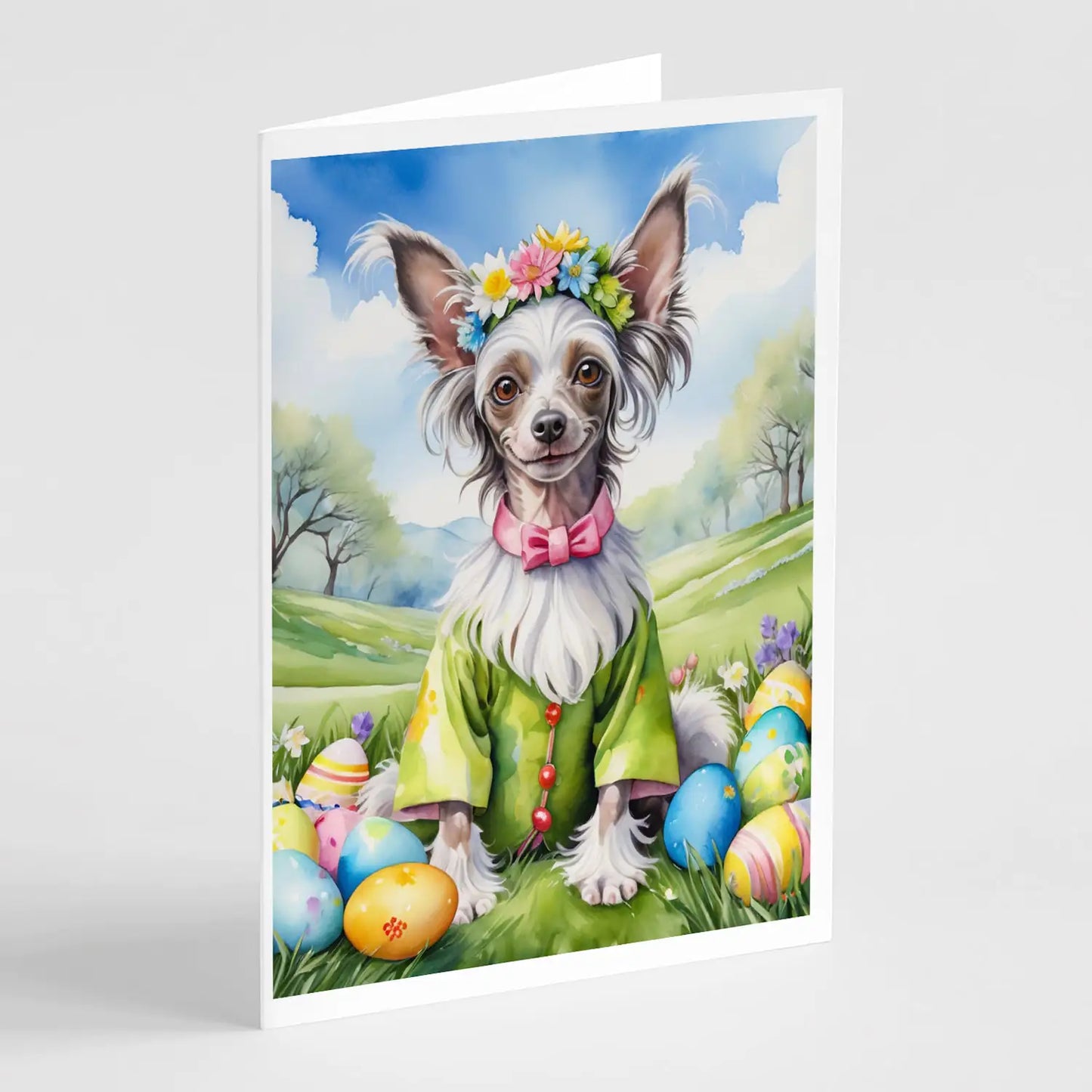 Chinese Crested Easter Egg Hunt Greeting Cards Pack of 8