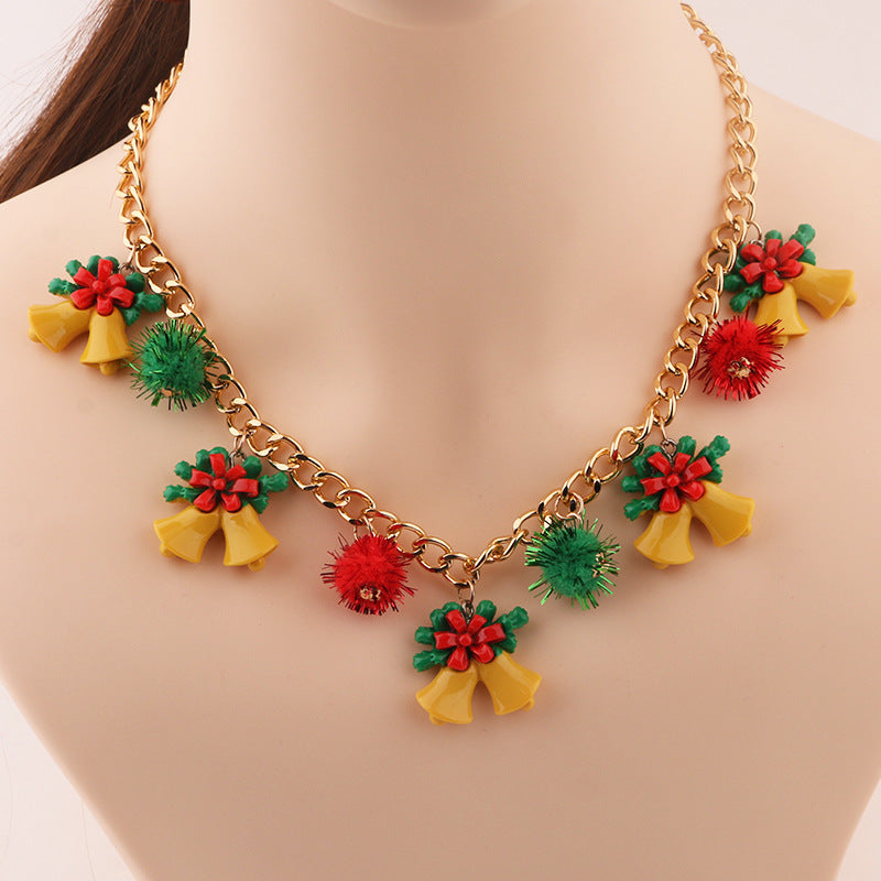 New Christmas Tree Bell Santa Claus Necklace Creative Personalized Pendant Clavicle Chain Jewelry