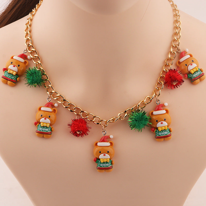 New Christmas Tree Bell Santa Claus Necklace Creative Personalized Pendant Clavicle Chain Jewelry