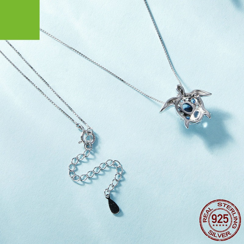 New S925 Silver Turtle Necklace Female