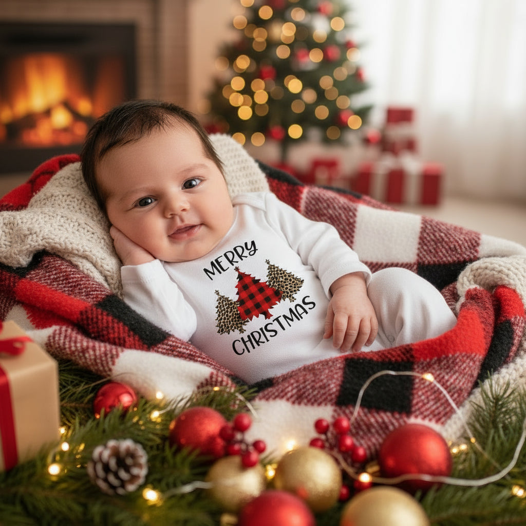 Christmas Newborn Baby White Long Sleeve Jumpsuit