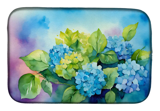 Hydrangeas in Watercolor Dish Drying Mat