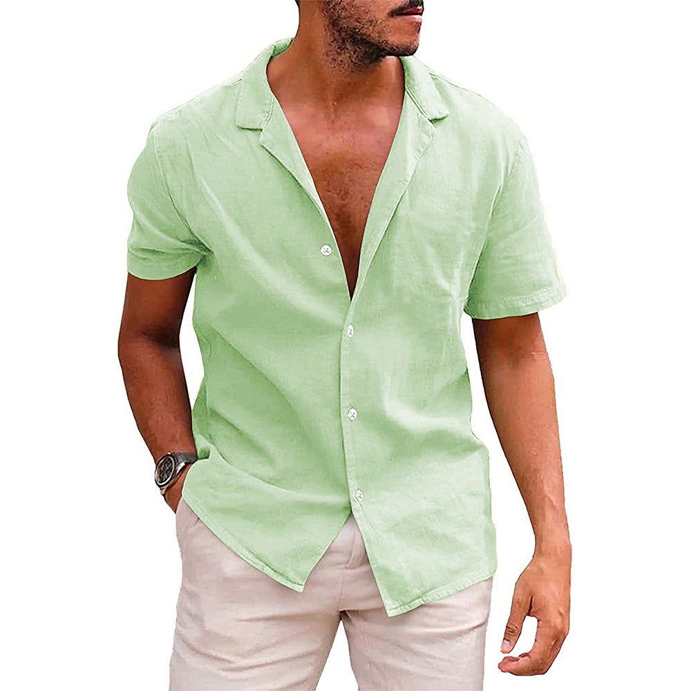 Men's Tops Casual Button Down Shirt Short Sleeve Beach Shirt Summer Clothing