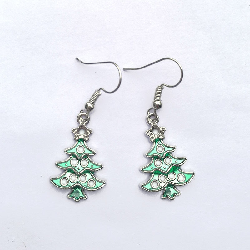 Ornaments Alloy Dripping Five-star Christmas Tree Earrings