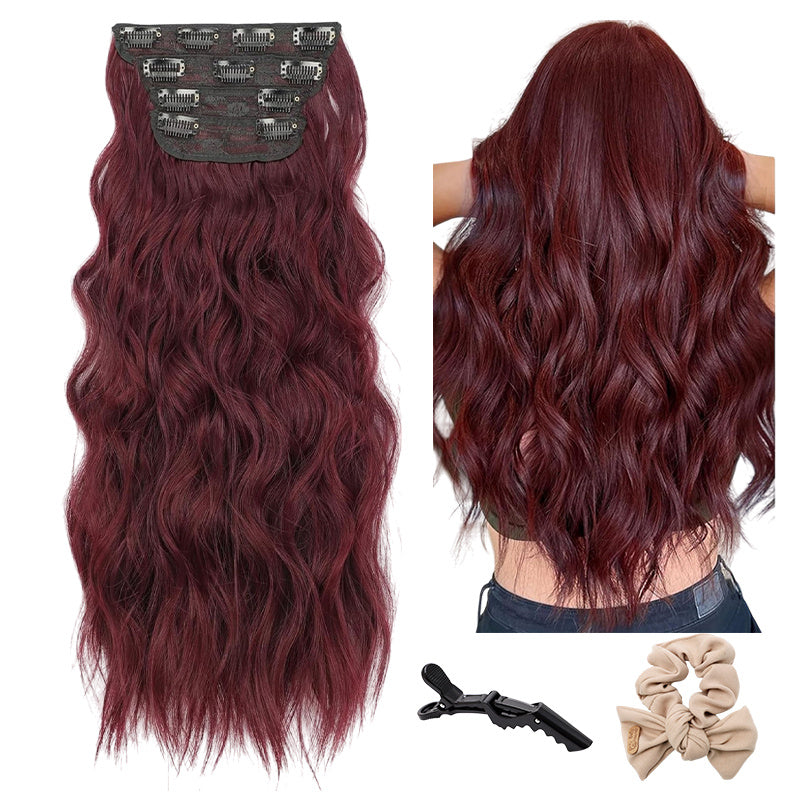 Hold balance Clip on Hair Extensions Long Straight Wavy Synthetic Hairpiece, Natural & Soft & Blends Well Daily Use, Fashion Accessories