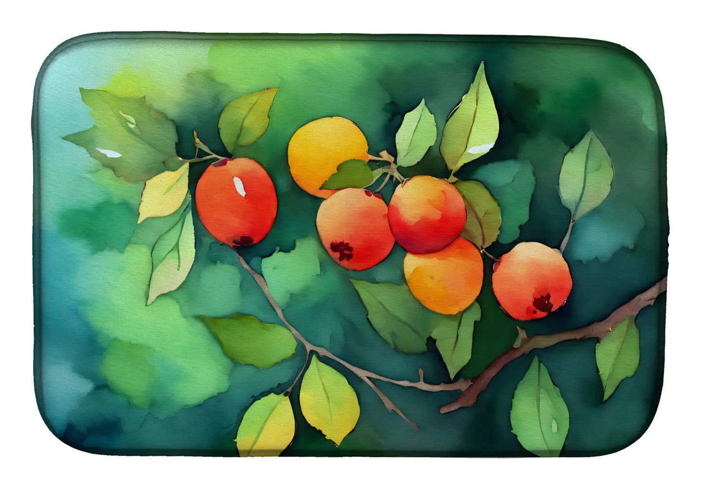 Missouri Hawthorns in Watercolor Dish Drying Mat