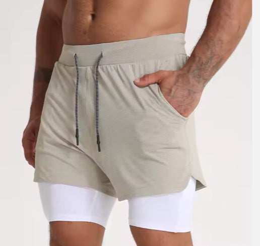 Gym Clothing Men Quick Dry 2 In 1 Men Polyester Spandex Breathable Liner Running Fitness Shorts