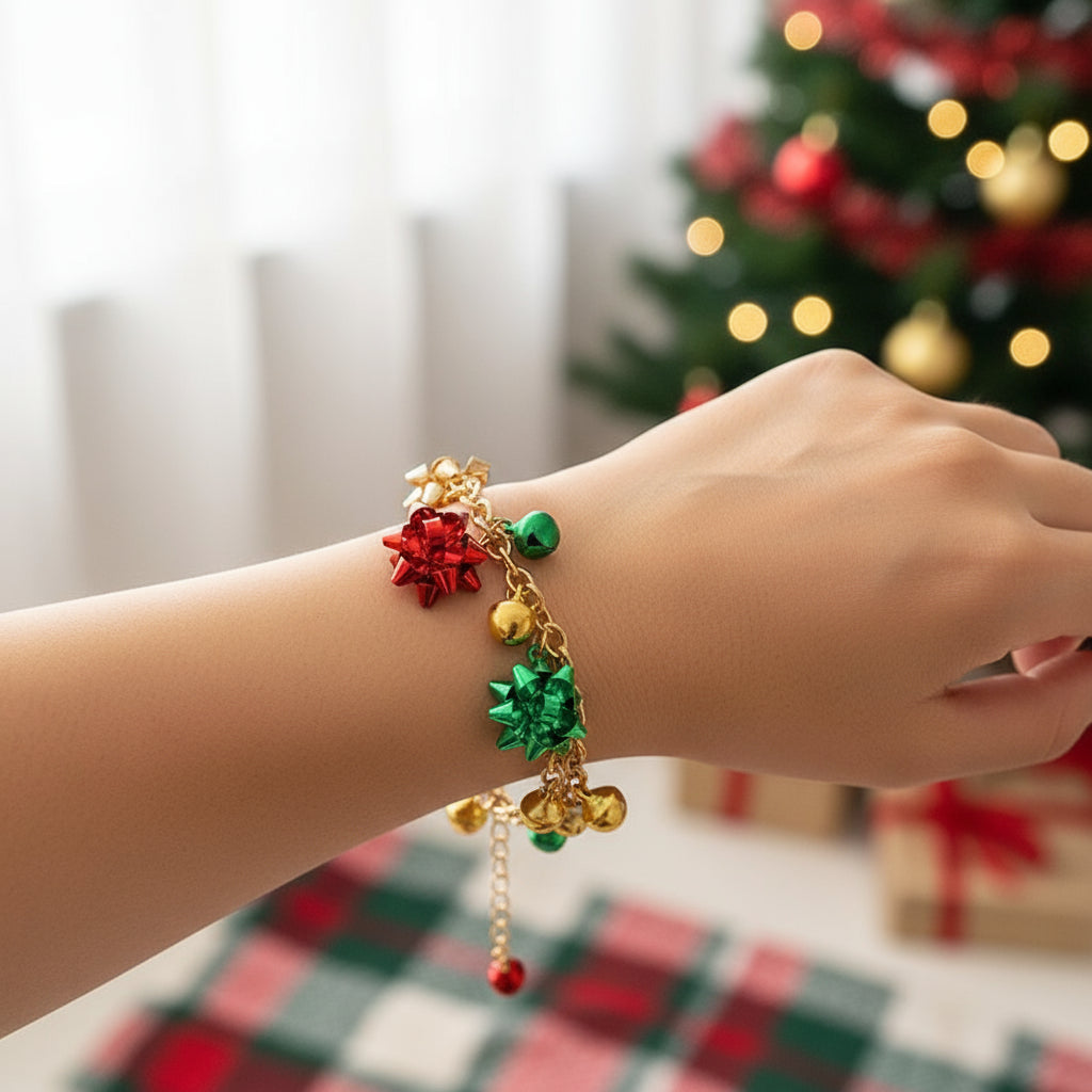 Flower Colored Bell Christmas Jewelry