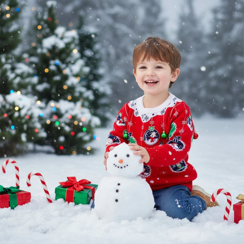 Knitted Sweater Christmas Tree Double Layer Warm Children's Clothing