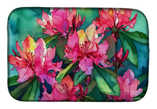West Virginia Rhododendrons in Watercolor Dish Drying Mat