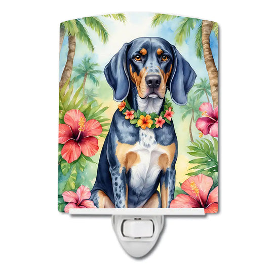Bluetick Coonhound Luau Ceramic Night Light