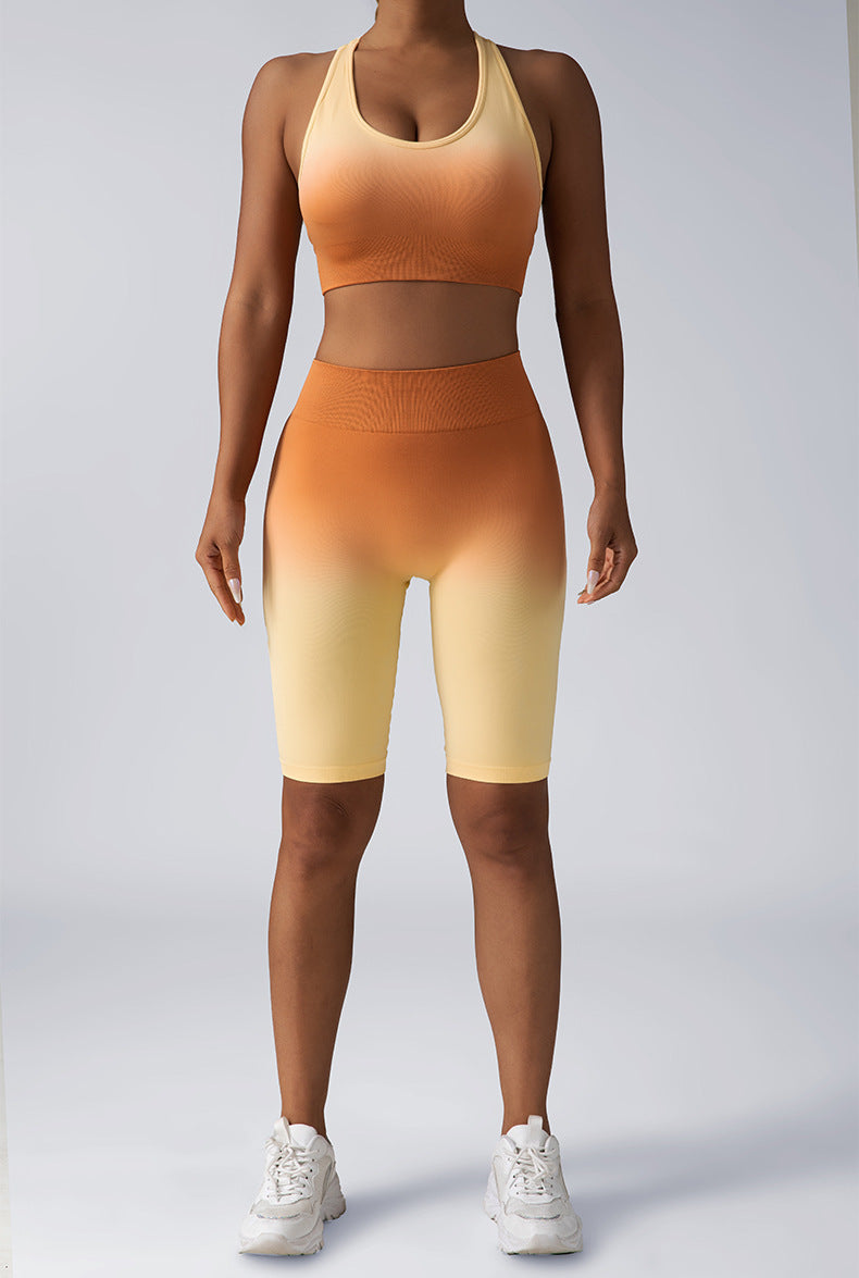 Workout 2 Piece Seamless Crop Tank Shorts Outfits For Women Seamless Sport Bra High Waist Yoga Leggings Sets