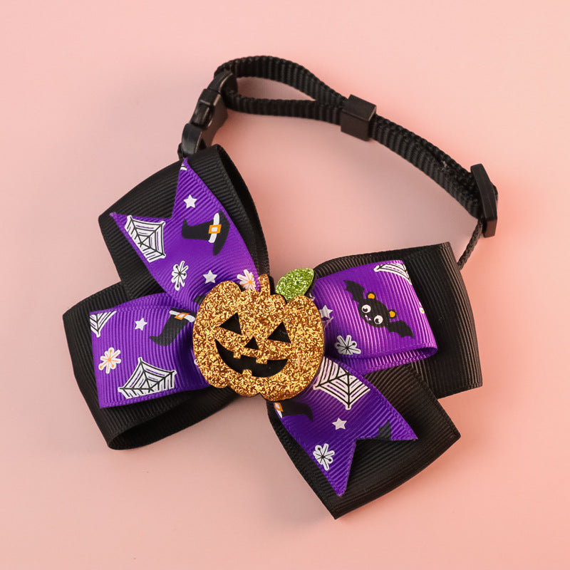 Pet Cat Dog Pumpkin Bow Tie Big Bell Decorations
