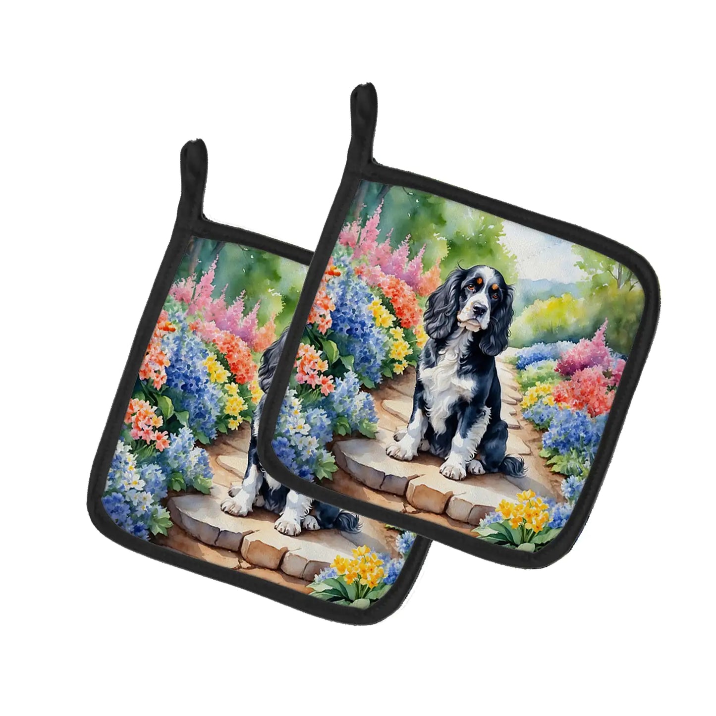 Cocker Spaniel Spring Path Pair of Pot Holders